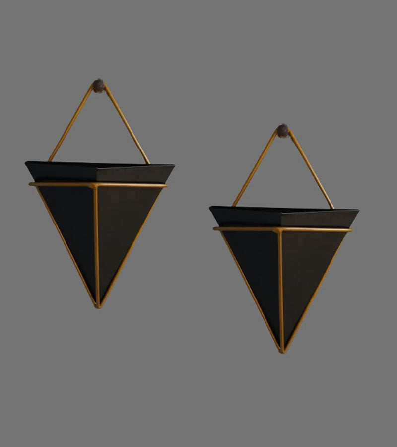 Wall Planter - Pyramid (Black, Pack of 2)
