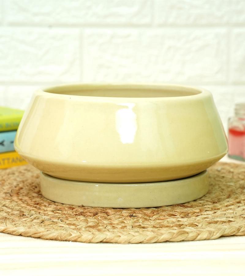 Stylish yellow ceramic planter 5