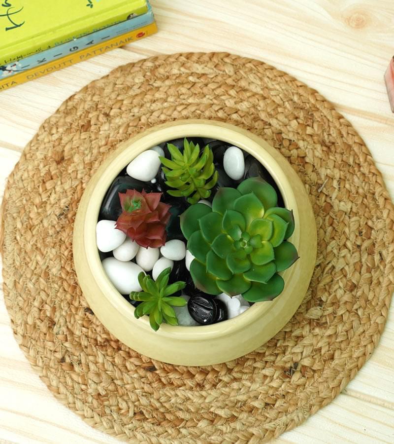 Stylish yellow ceramic planter 2