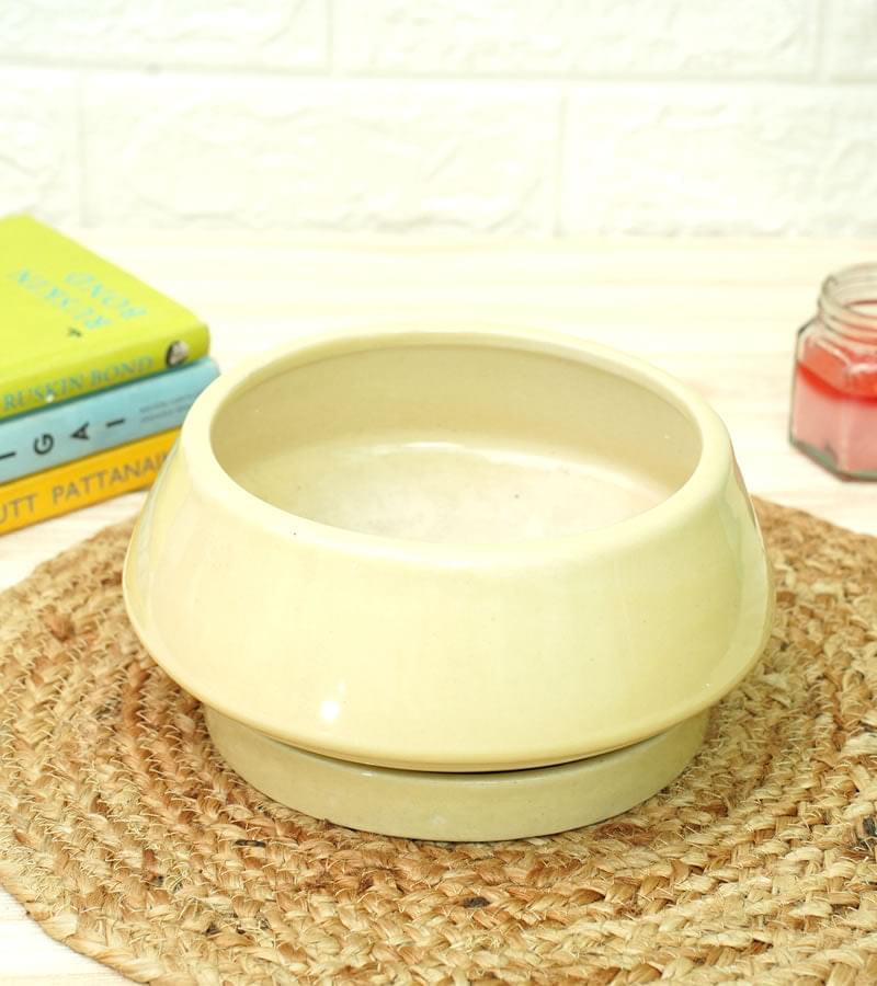 Stylish yellow ceramic planter