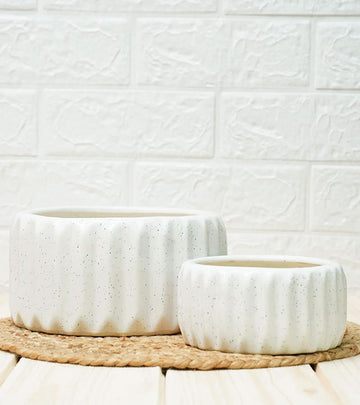 Ceramic Pot - Levare White Set Of 2