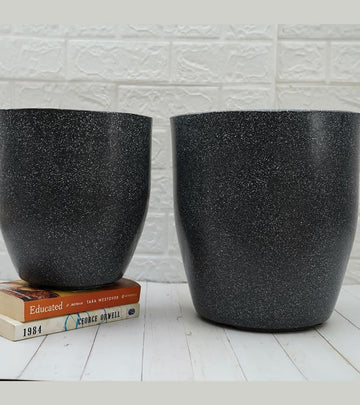Plastic Pot- Mosaic Terroza - Grey Color  - Pack of 2 (‎ 11 & 9 inch )