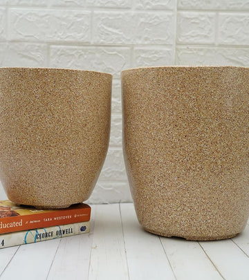 Plastic Pot- Mosaic Terroza - Brown Color  - Pack of 2 (‎ 11 & 9 inch )