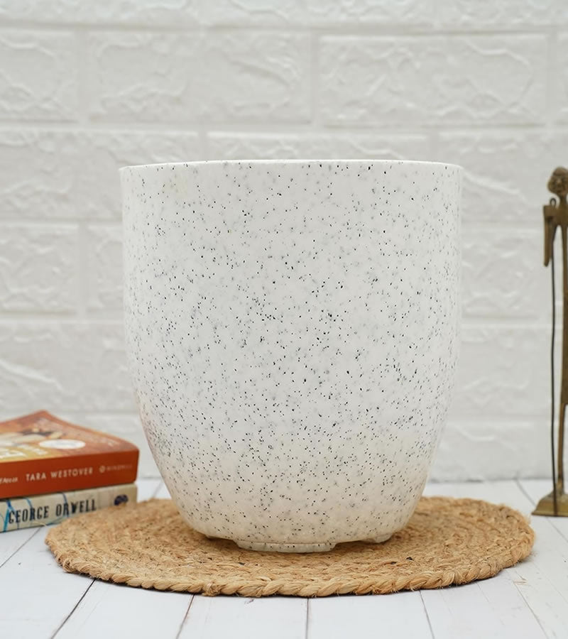 Plastic Pot- Mosaic Terrazo - White Color  3