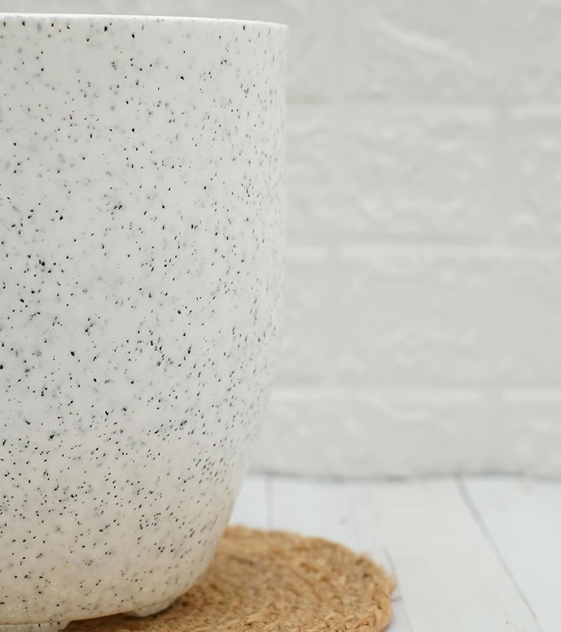 Plastic Pot- Mosaic Terrazo - White Color  4