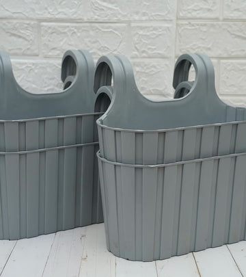 Plastic Pot- Waffle - Grey Color - Pack of 4 (26D x 26W x 26H cm)