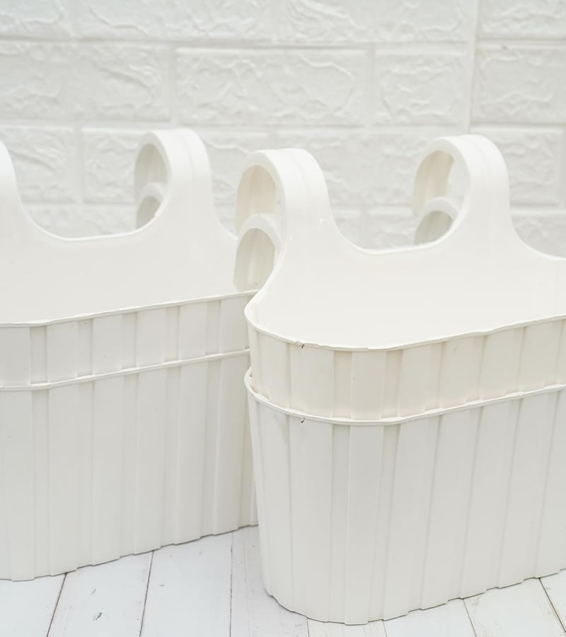 Plastic Pot- Waffle - White Color