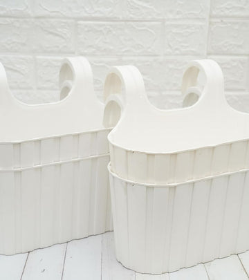 Plastic Pot- Waffle - White Color - Pack of 4 (26D x 26W x 26H cm)