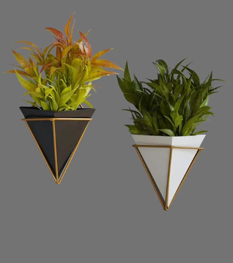 Wall Planter - Pyramid (Black & White, Pack of 2)