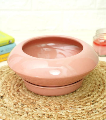 Disc Ceramic Pot - Pink 10 x 20 cm