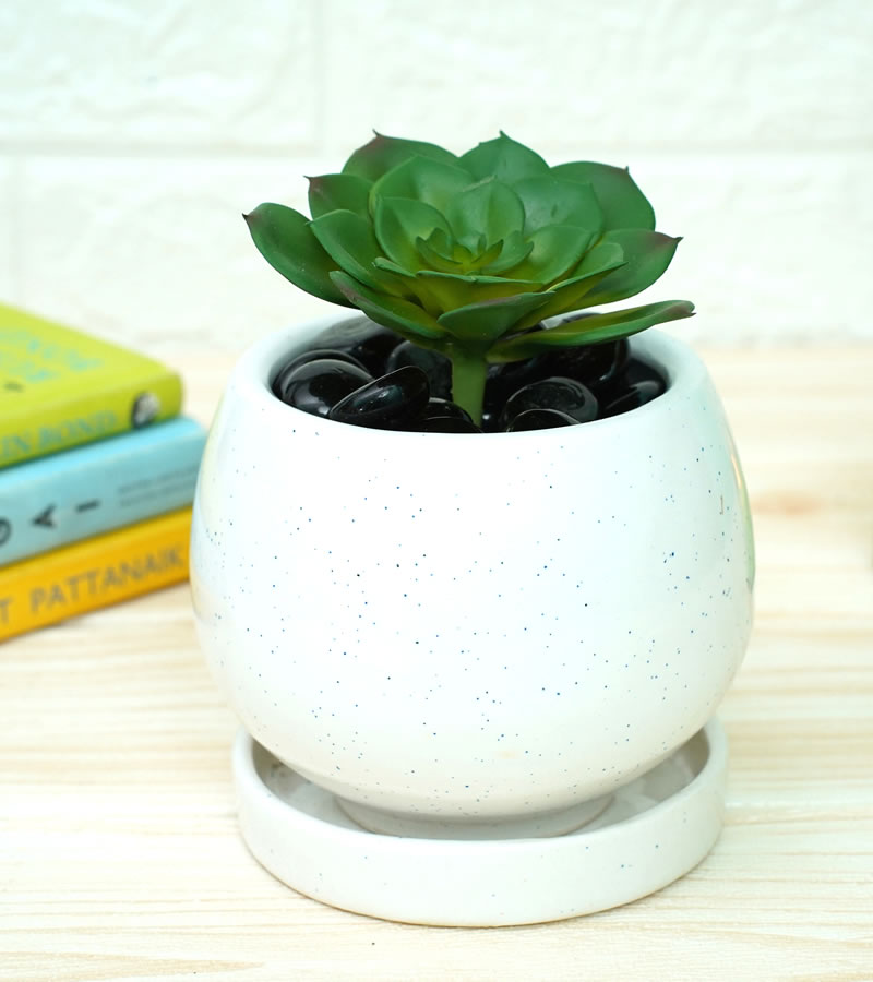 Round Ceramic Pots for Plants 11 x 13 cm - White