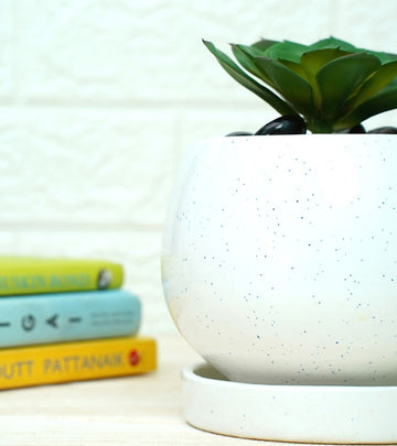 Round Ceramic Pots for Plants 11 x 13 cm - White