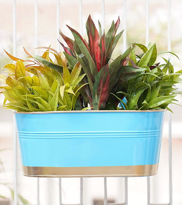Metal Railing Planter - Blue (Multi Pack)