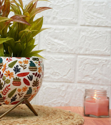Metal Planters - Leaf Pattern 14.5 x 14 x 10 cm