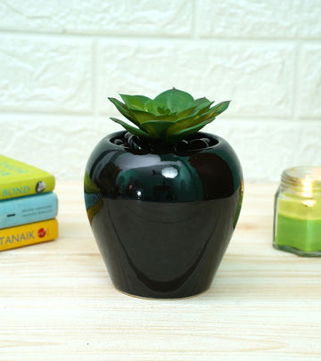 Pear Ceramic Pot - Black 12 x 12 cm