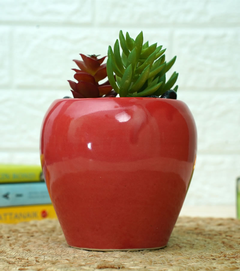 Pear Ceramic Pot - Red 12 x 12 cm