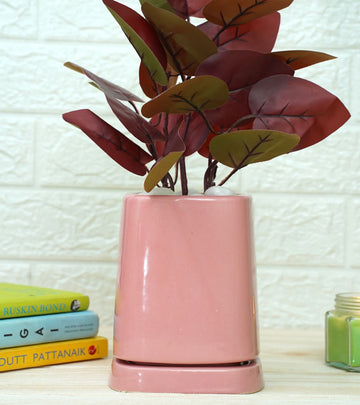 Tower Ceramic Pot - Pink 14 x 13 cm
